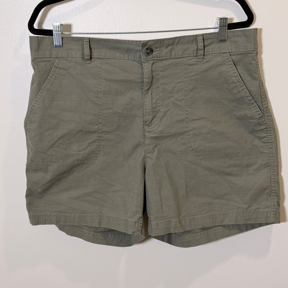 Eddie Bauer Hiking Ripstop Utility Short 5" Outdoor (12) Olive Cotton Stretch - Picture 2 of 12